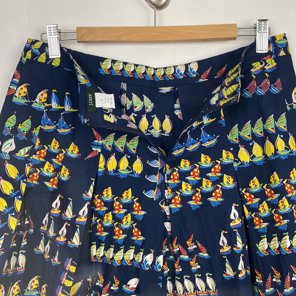 Rare J.Crew 8 Sailboat Skirt Vintage Navy Pleats Side Pockets Back Zipper - Picture 12 of 15